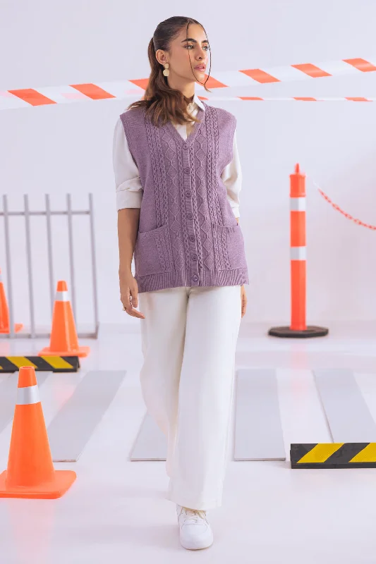 PURPLE-SANDO V-NECK CARDIGAN SWEATER (24X-176-66)