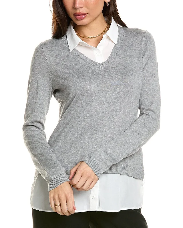 Adrianna Papell Two-Fer V-Neck Sweater