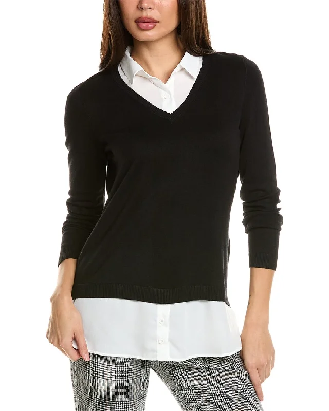 Adrianna Papell Two-Fer V-Neck Sweater