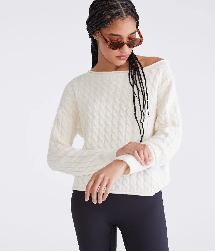 Aeropostale Cable Cropped Boat-Neck Sweater