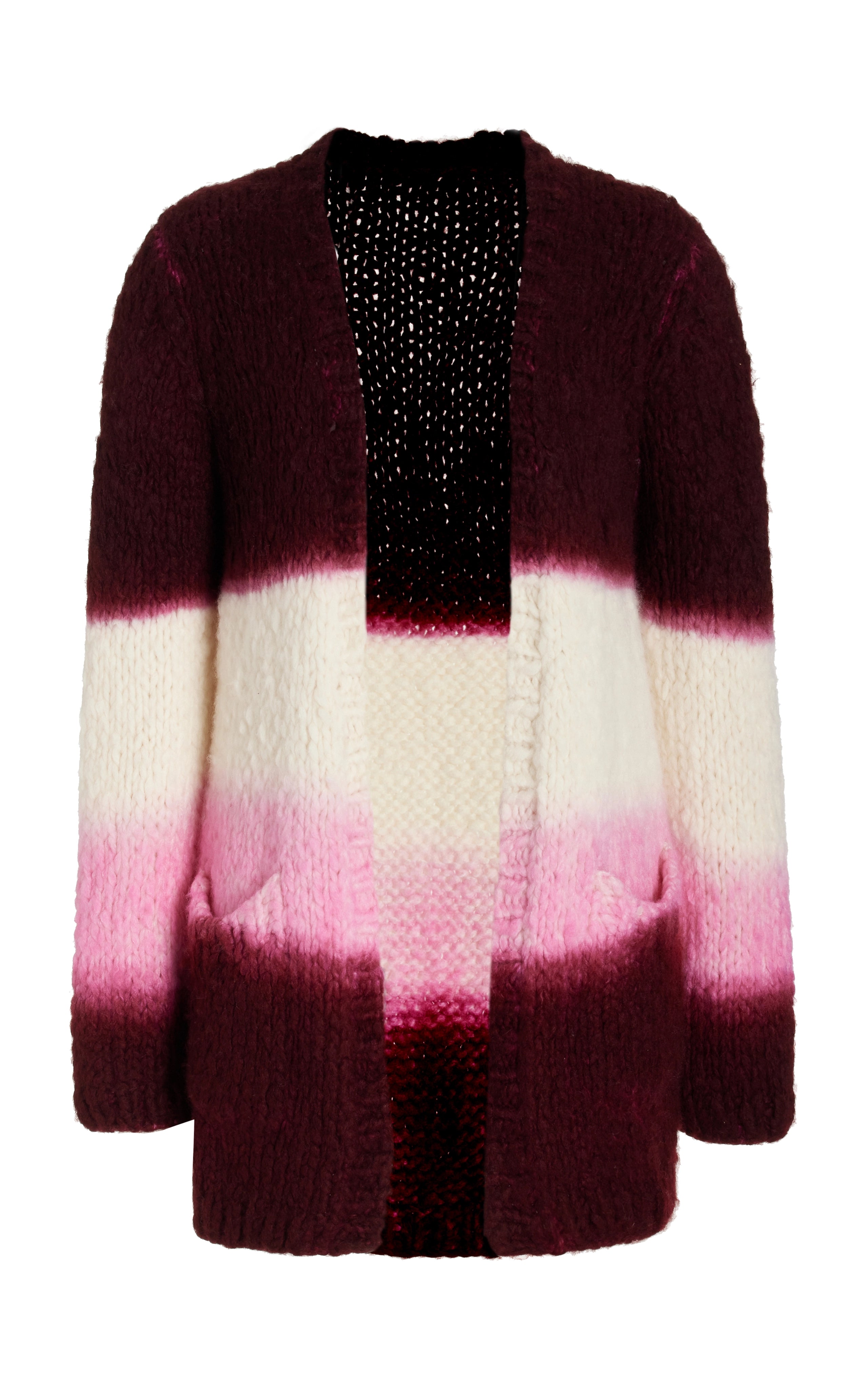 Amelia Knit Cardigan in Dip Dye Bordeaux Multi Welfat Cashmere