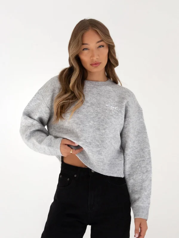 Elara Knitted Sweater - Marl Grey