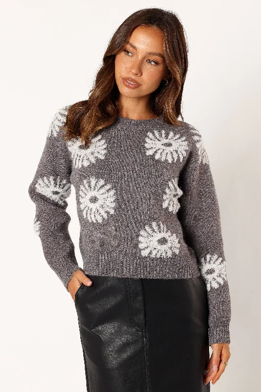 Chandler Knit Sweater - Grey White