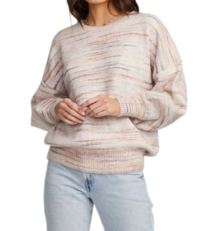 Cheri Stripe Crewneck Sweater In Beige