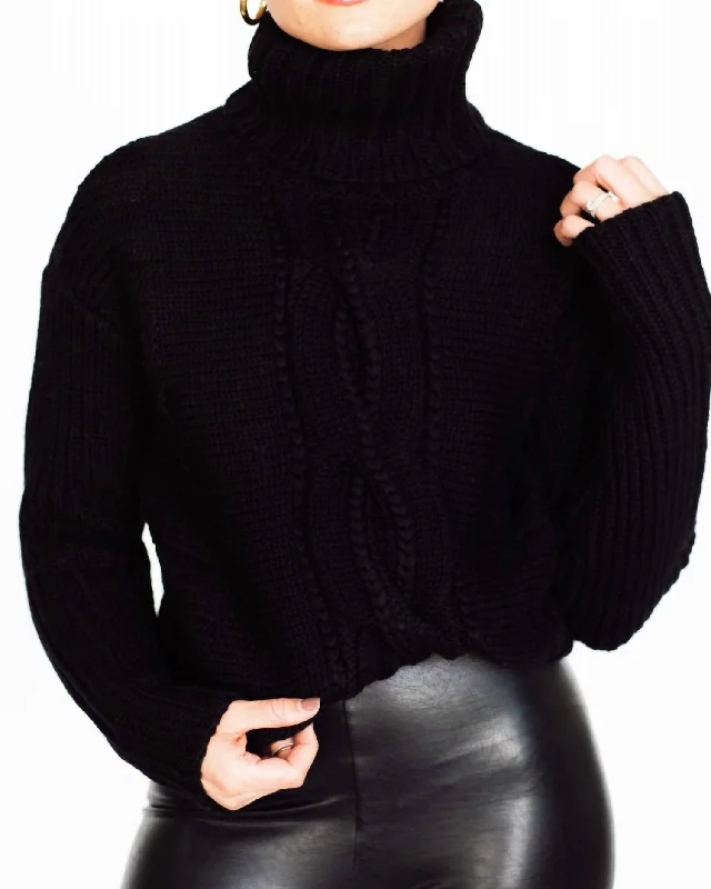 Chunky Cabled Turtleneck In Black