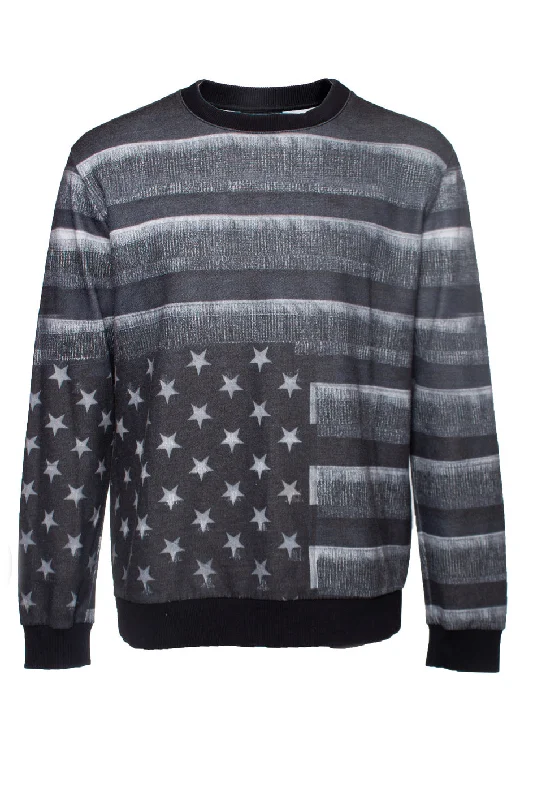 crewneck sweater with American flag