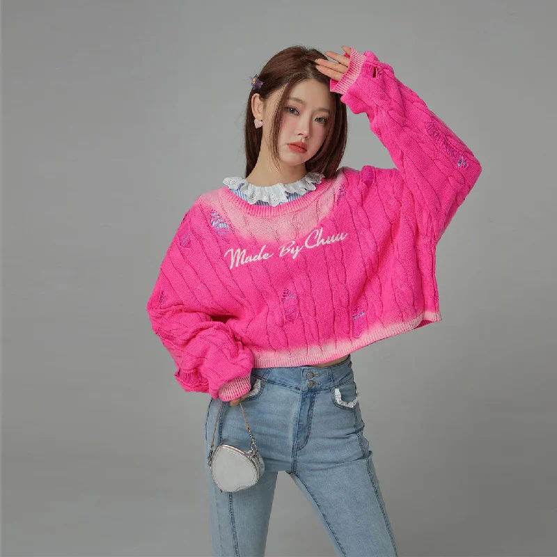 Made By Chuu Damaged Cable Knit Sweater