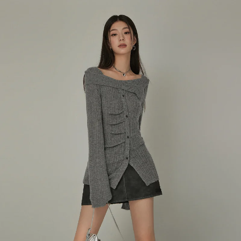 Unbalanced Off-Shoulder Knit Sweater