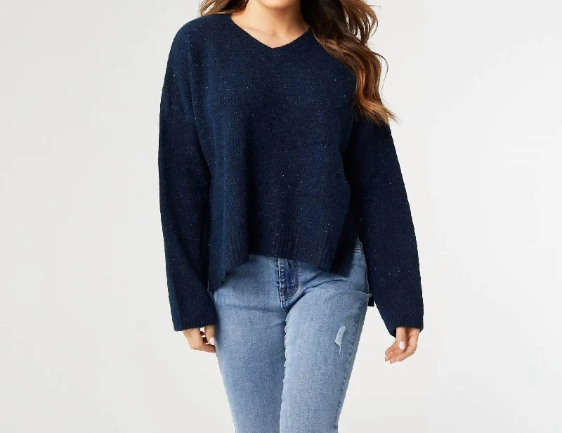 Emery V-Neck Sweater With Lurex In Peacock