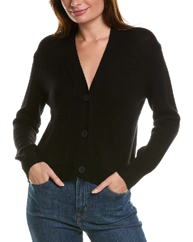 Forte Cashmere Pocket V-Neck Wool & Cashmere-Blend Cardigan