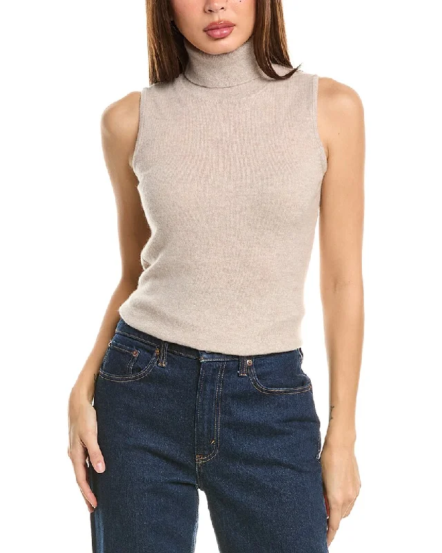 Forte Cashmere Sleeveless Turtleneck Cashmere Sweater