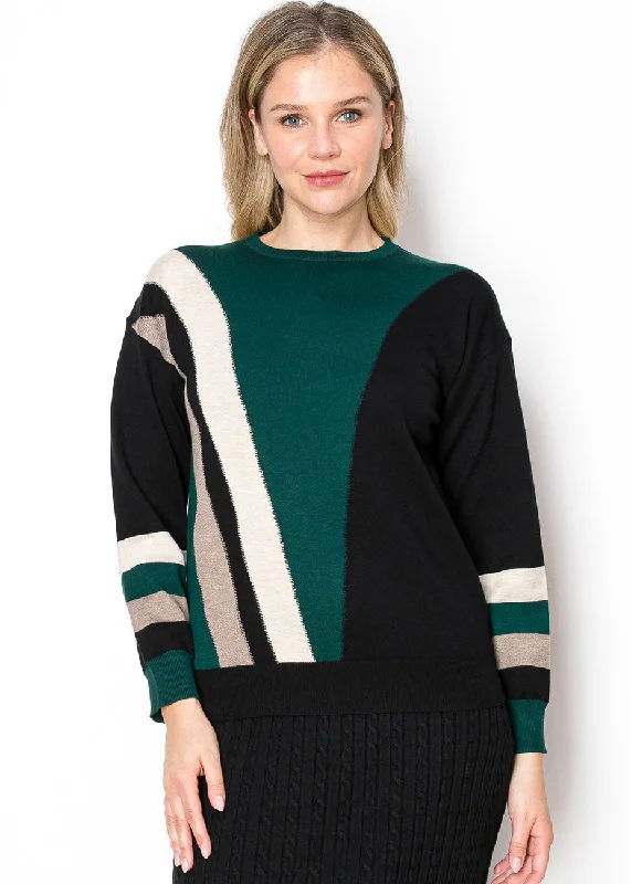 Geometric Green Knit Sweater