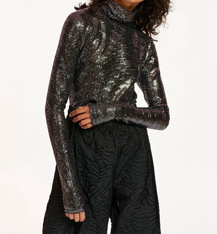 Glitter Turtleneck In Combo Black