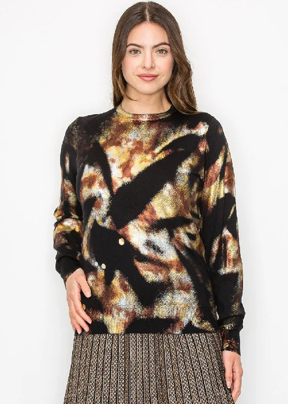 Golden Haze Abstract Knit Sweater