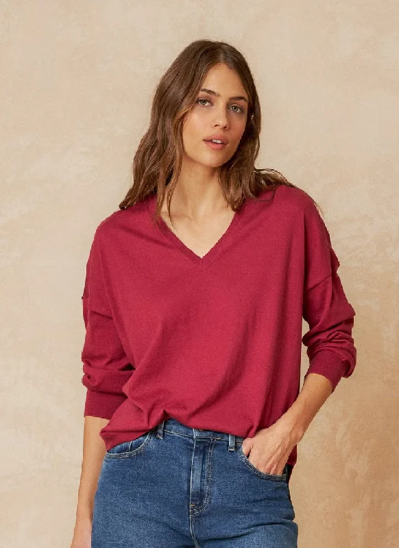 Indi & Cold Sophie Cotton V-Neck Sweater