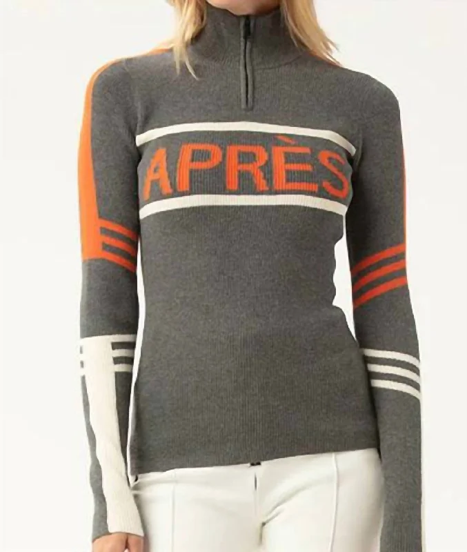 Kate 1/4 Zip Mock Neck Sweater In Heather Gray