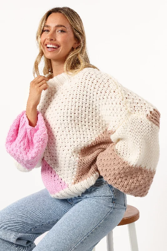 Koda Pattern Knit Sweater - Pink Multi