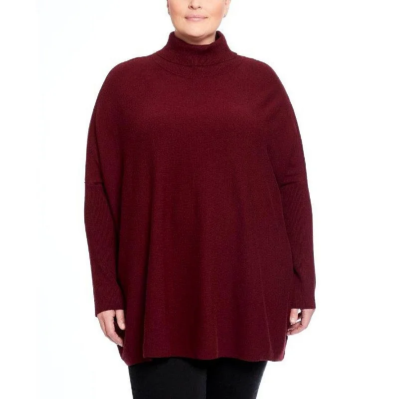 Plus Womens Ribbed Trim Turtleneck Pullover Sweater