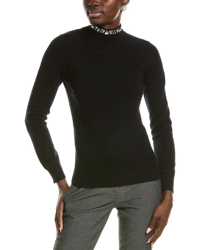 sofiacashmere Stone Trim Turtleneck Cashmere Sweater