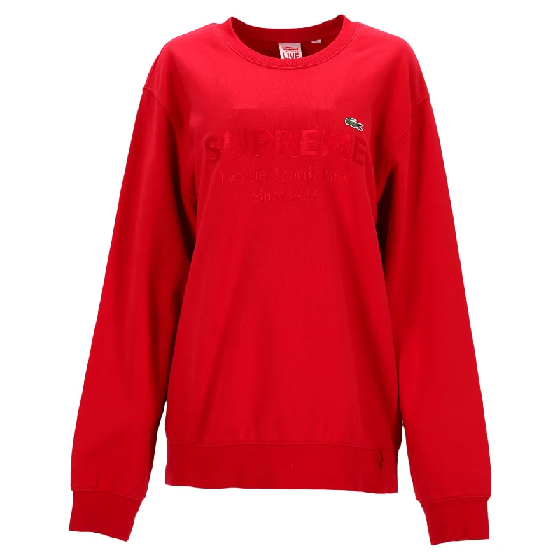 Supreme x Lacoste Crewneck Sweater in Red Cotton