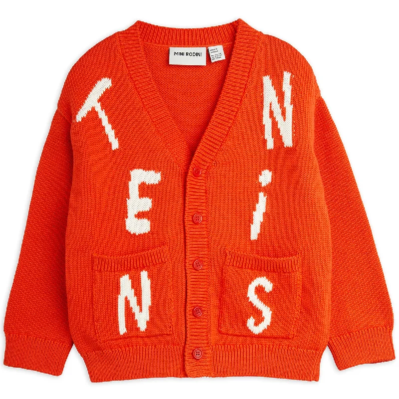 Tennis Knitted Cardigan in Red by Mini Rodini