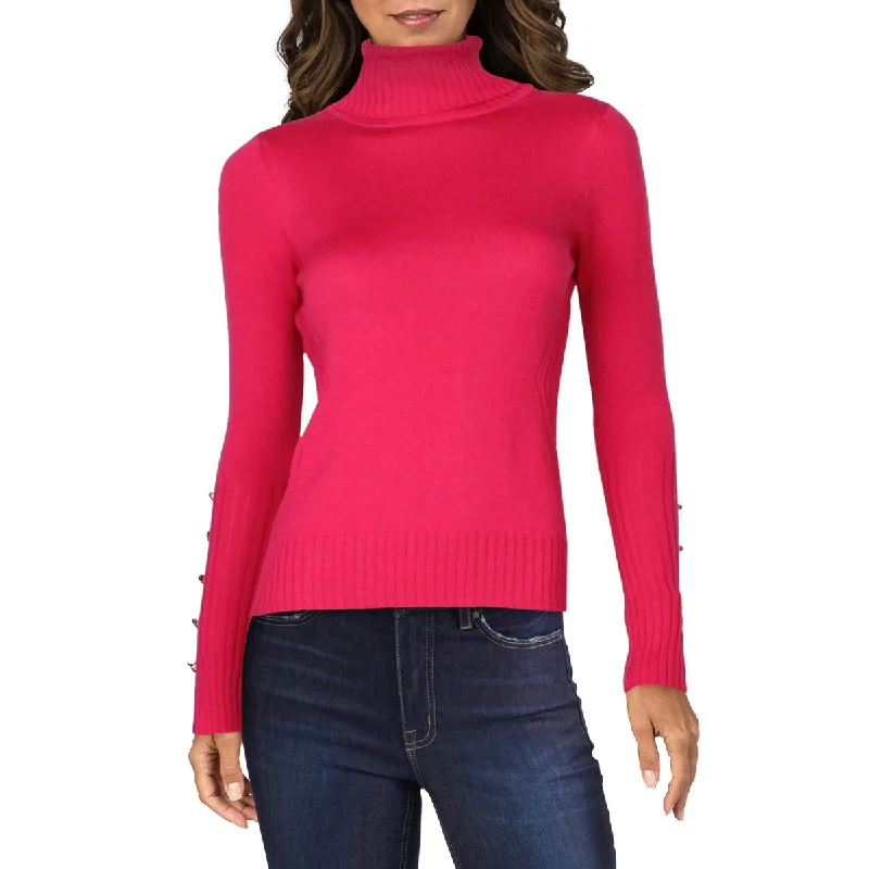 Womens Embellished Ribbed Turtleneck Sweater