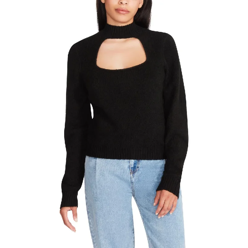 Womens Knit Cut-Out Mock Turtleneck Sweater