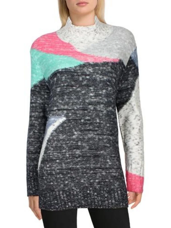 Womens Marled Long Sleeve Mock Turtleneck Sweater