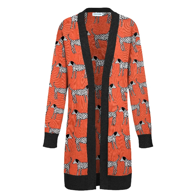 Women's orange zebra vintage cardigan long knit