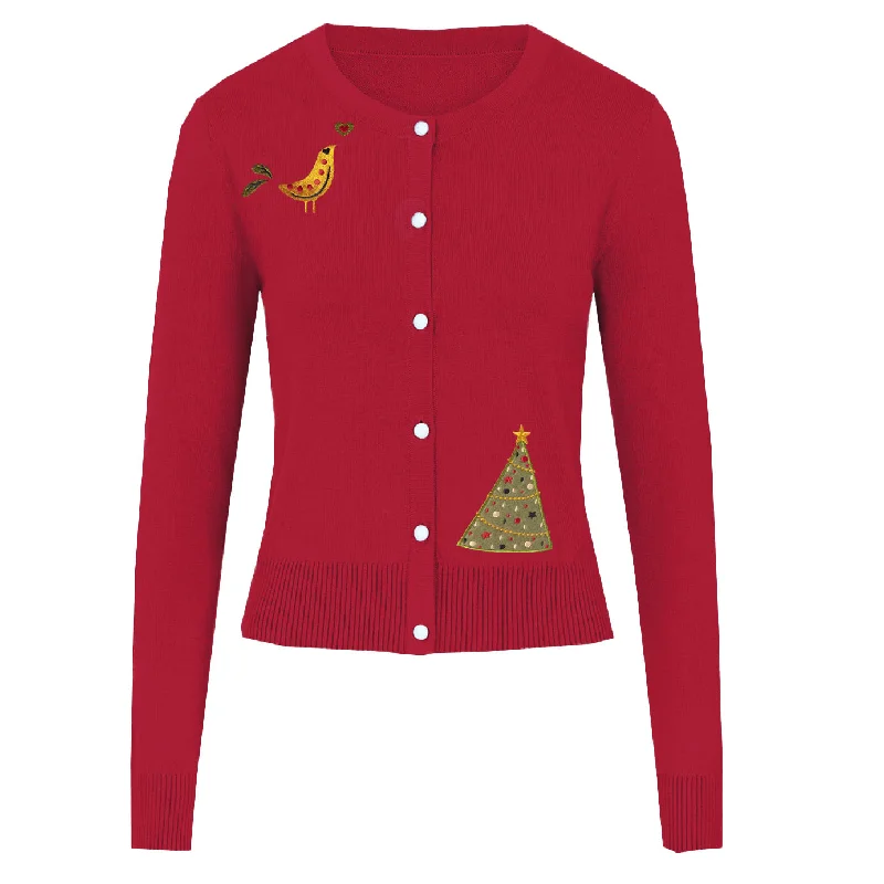 Women's red Christmas cardigan sweater