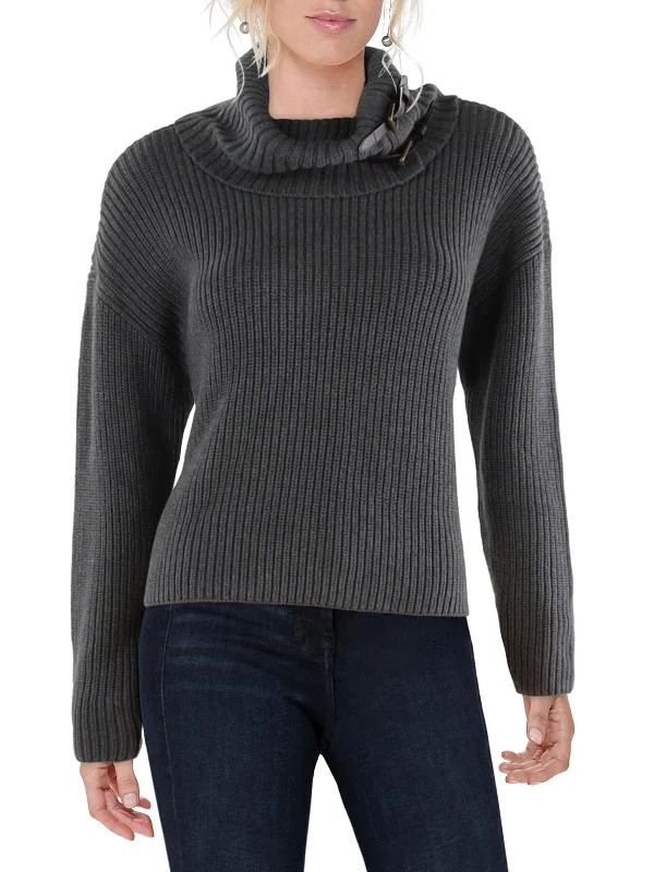 Womens Ribbed Turtleneck Pullover Sweater