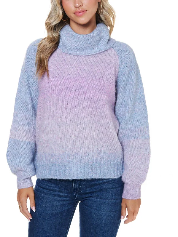 Womens Wool Blend Ombre Turtleneck Sweater